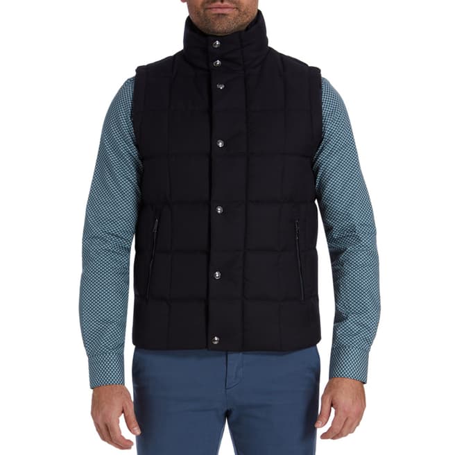 Tommy Hilfiger Navy Wool Blend Quilted Down Gilet