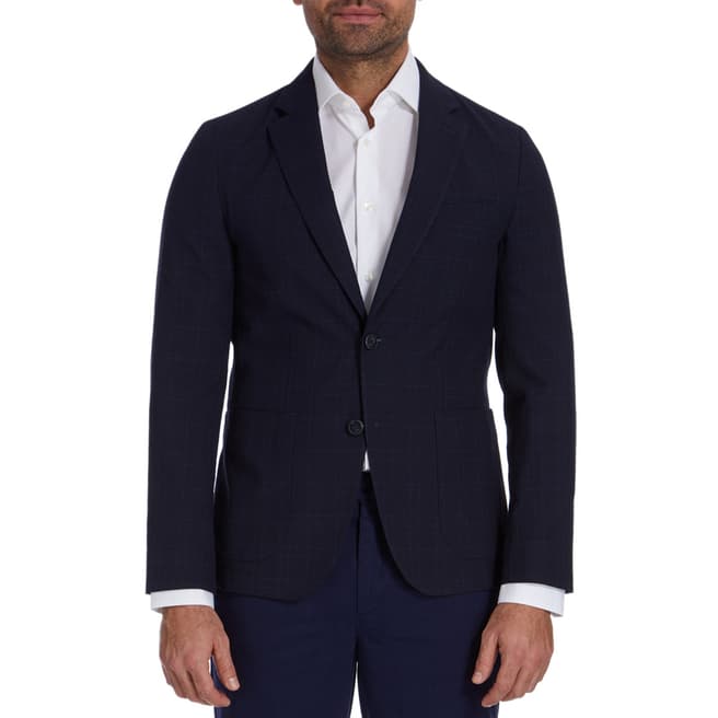 Tommy Hilfiger Navy/Blue Check Tailored Wool Blend Jacket