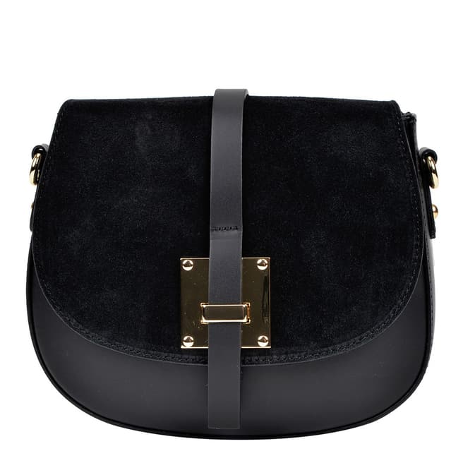 Sofia Cardoni Black Leather Flap Over Shoulder Bag