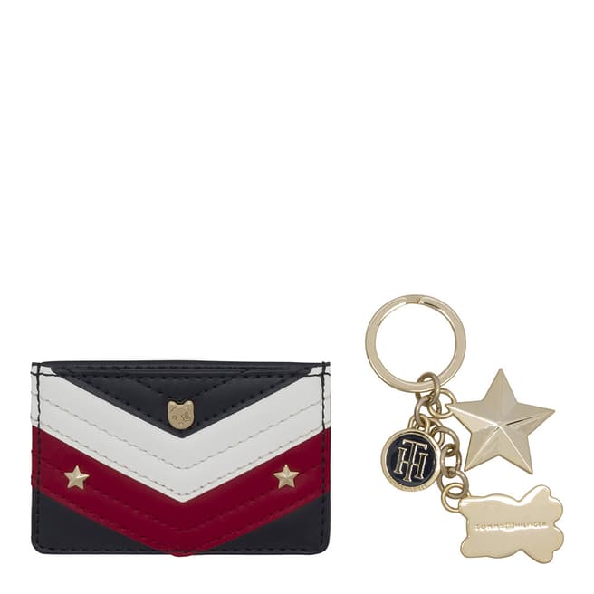 Tommy Hilfiger Blue Mascot Leather Card Holder and Key Ring Giftset