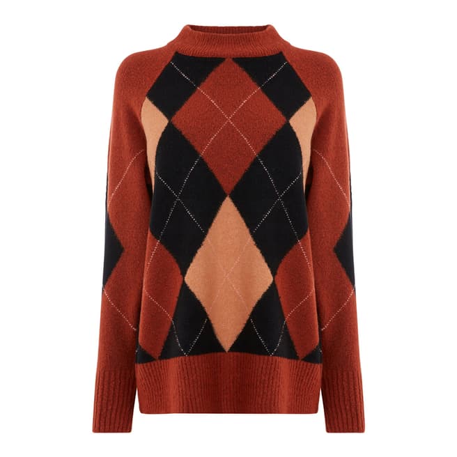 Warehouse Brown/Multi Argyll Relaxed Jumper