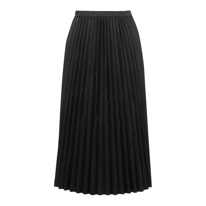 Warehouse Black Faux Leather Pleated Skirt
