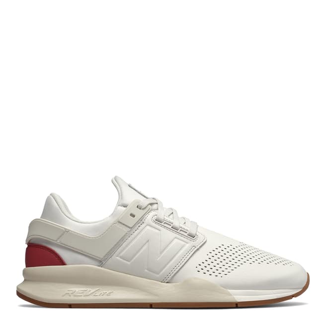 New Balance White & Red 247 Sneakers