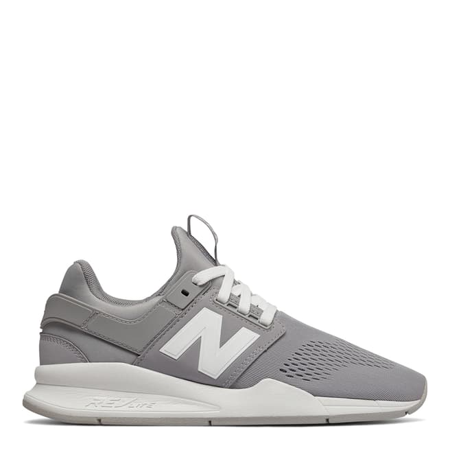 New Balance Grey & White 247 Mesh Sneakers