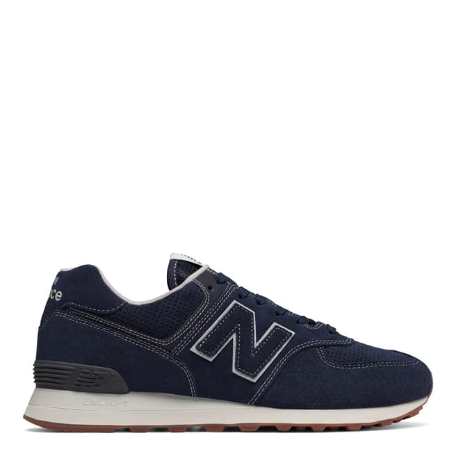 New Balance Navy Suede 574 Classic Sneakers 