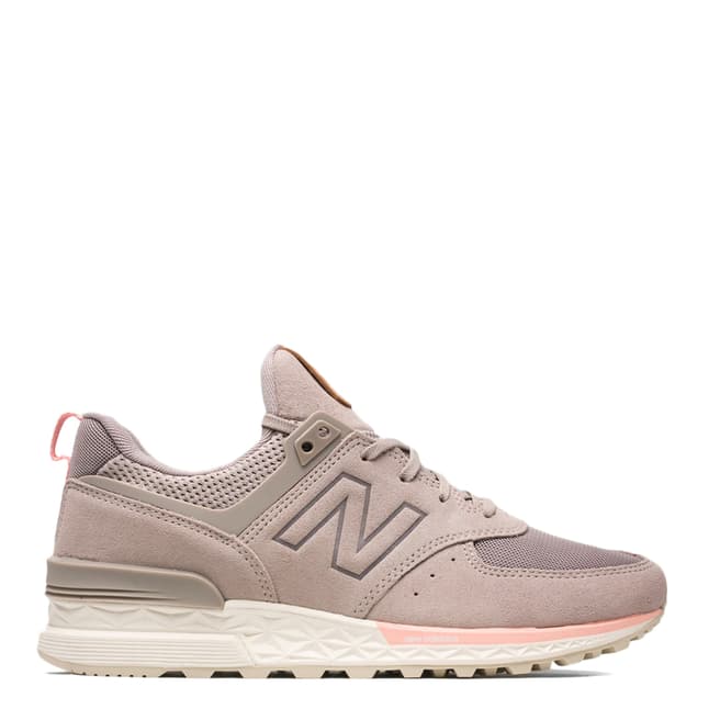 New Balance Pink Suede & Mesh 574 Sport Sneakers