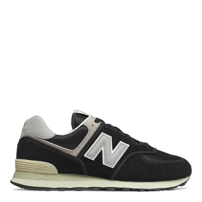 New Balance Black Suede & Mesh 574 Vintage Classic Sneakers 