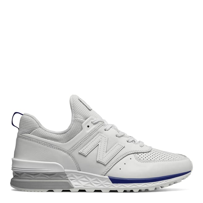 New Balance White Leather & Mesh 574 Sport Sneakers 