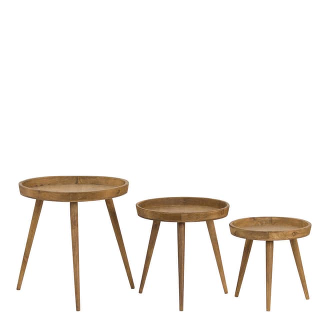 Hill Interiors Loft Collection Set Of  3 Round Wooden Table