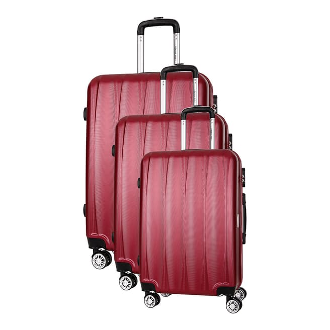 Travel One Burgandy 8 Wheeled Eastend Suitcase Set of 3 S/M/L