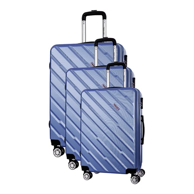 Travel One Blue 8 Wheeled Flemington Suitcase, Set Of 3 S/M/L