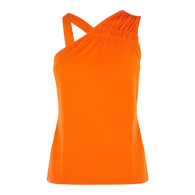 Karen Millen Orange Asymmetric Shoulder Vest Top