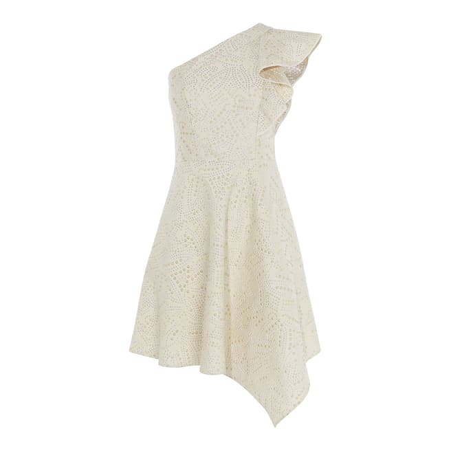 Karen Millen Cream Studded Jacquard Dress