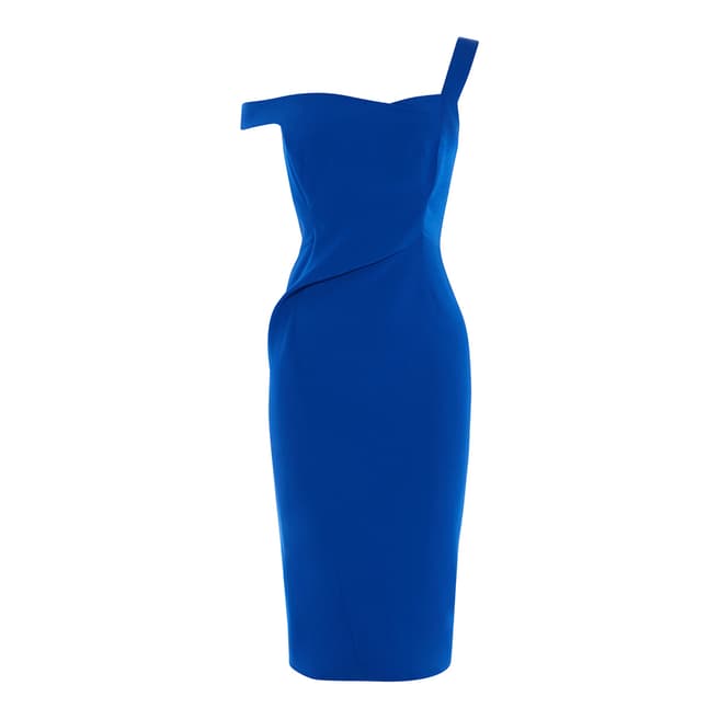 Karen Millen Blue Asymmetric Strap Bodycon Dress