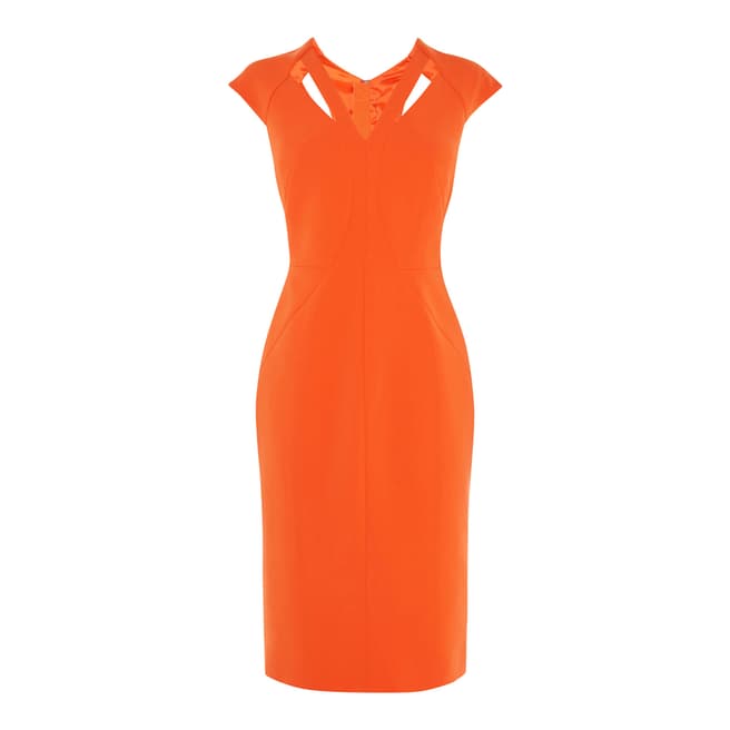 Karen Millen Orange Cut Out Contour Pencil Dress