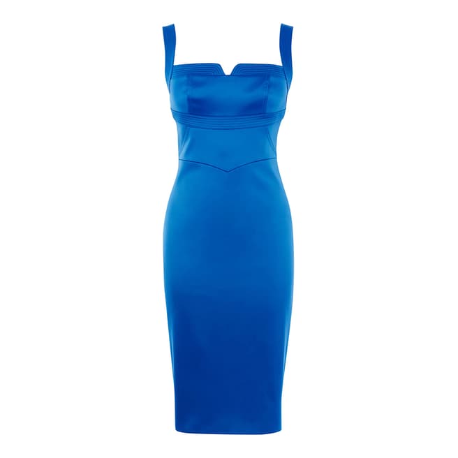 Karen Millen Blue Low Neck Midi Dress