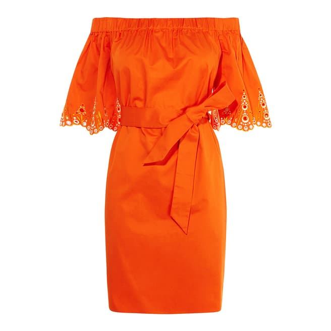 Karen Millen Orange Eyelet Embellished Dress