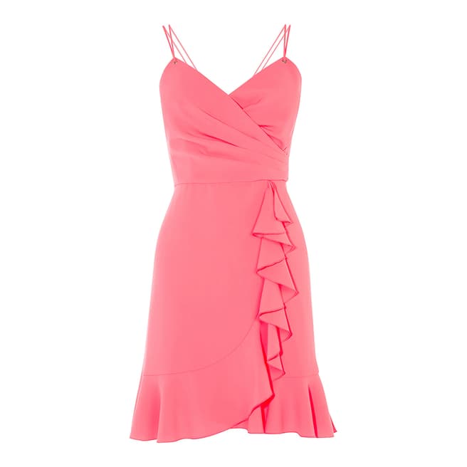 Karen Millen Pink Wrap Mini Dress