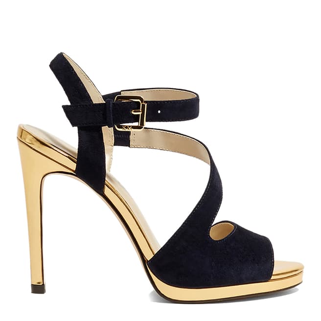 Karen Millen Blue/Gold Strappy Platform Sandal