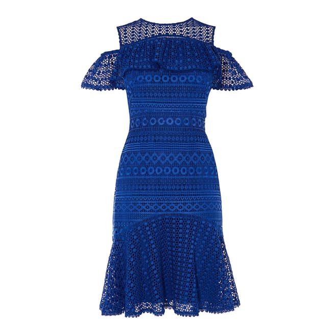 Karen Millen Blue Lace Geo Dress