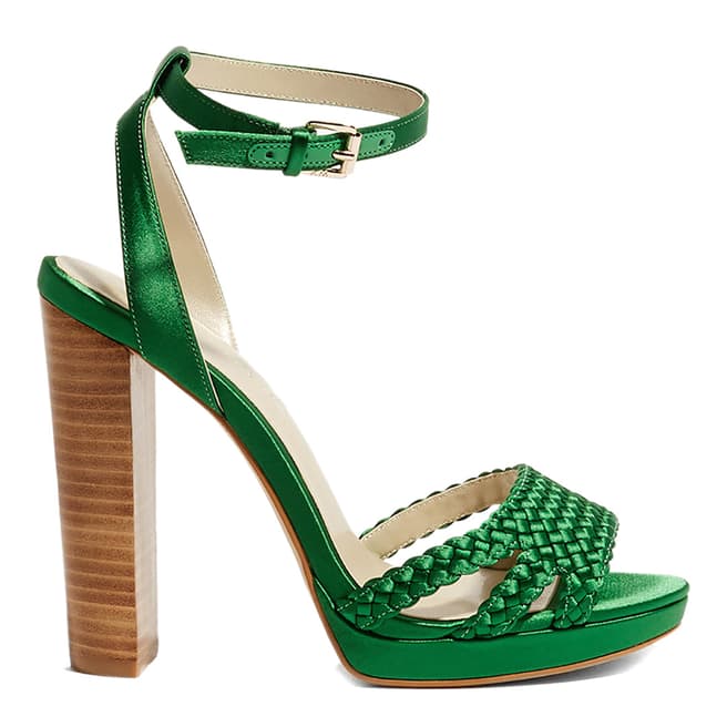 Karen Millen Green Plaited High Block Heel Sandal