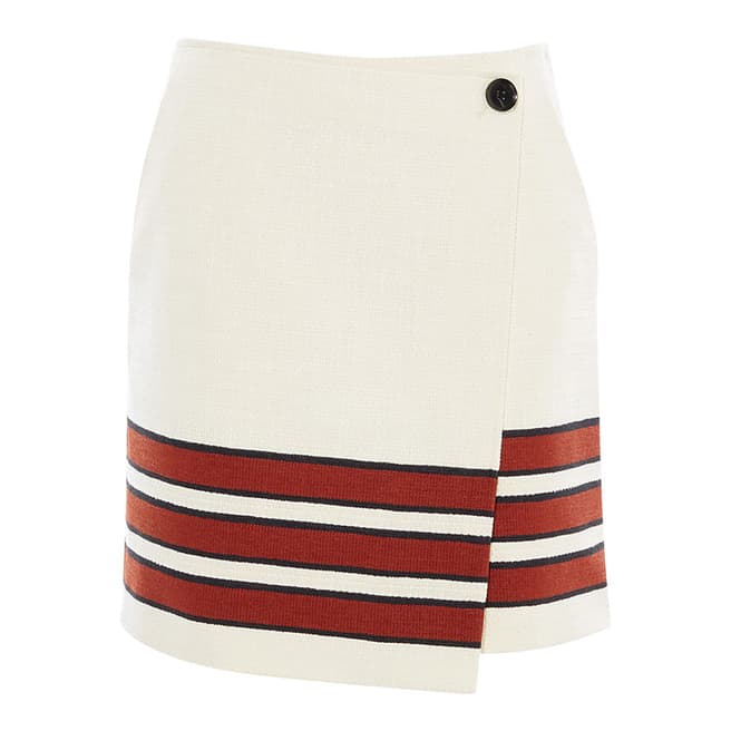 Karen Millen White Striped Textured Mini Skirt