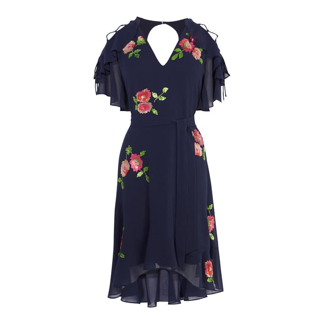 Karen Millen Navy Floral Sequin Dress