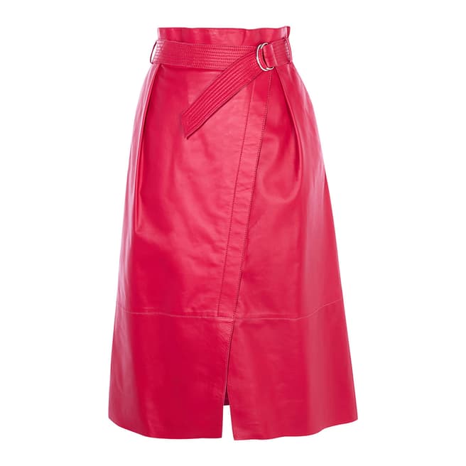 Karen Millen Pink D Ring Leather Wrap Skirt