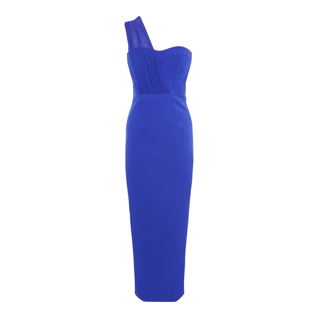 Karen Millen Blue One Strap Bustier Maxi Dress