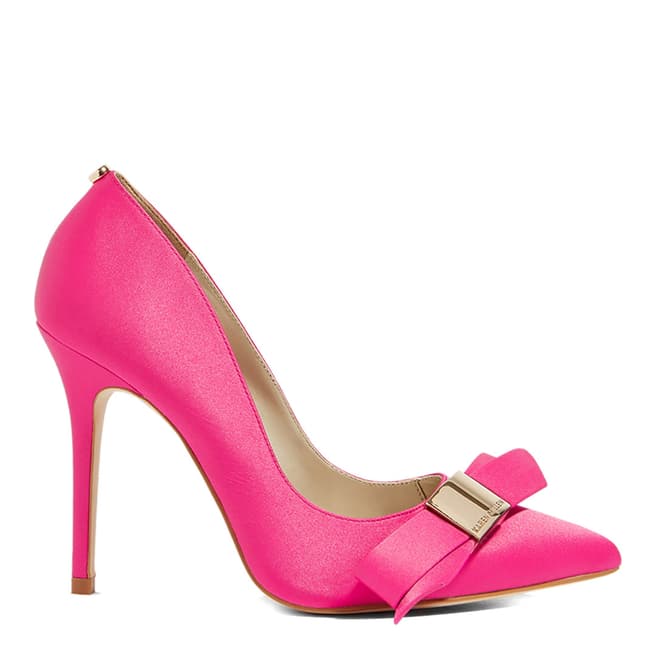 Karen Millen Pink Satin Bow Leather Court Heels