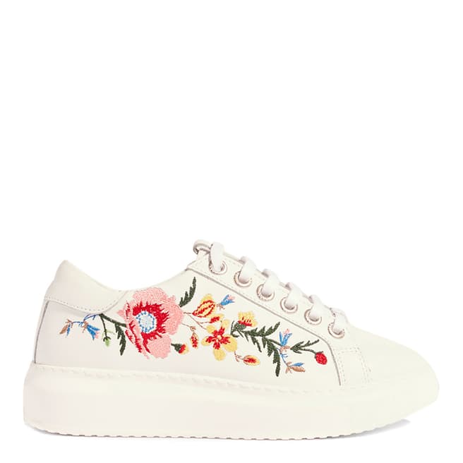 Karen Millen White Embroidered Leather Trainers