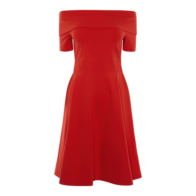 Karen Millen Red Feminine Bardot Jersey Dress