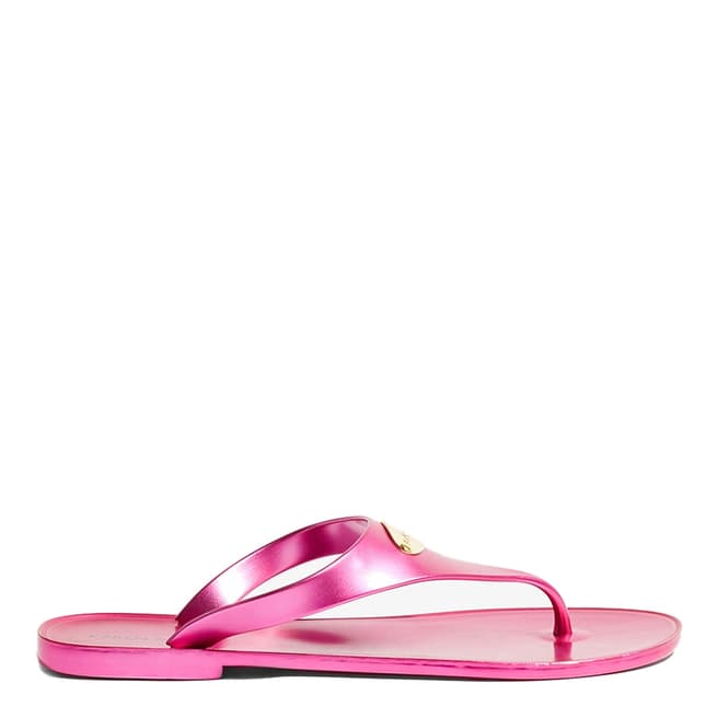 Karen Millen Pink Metallic Jelly Flip Flops