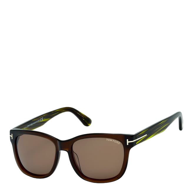 Tom Ford Women's Shiny Dark Brown/Green Sunglasses 57mm