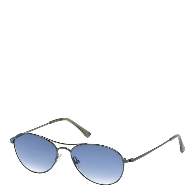Tom Ford Women's Shiny Dark Ruthenium/Blue Sunglasses 56mm
