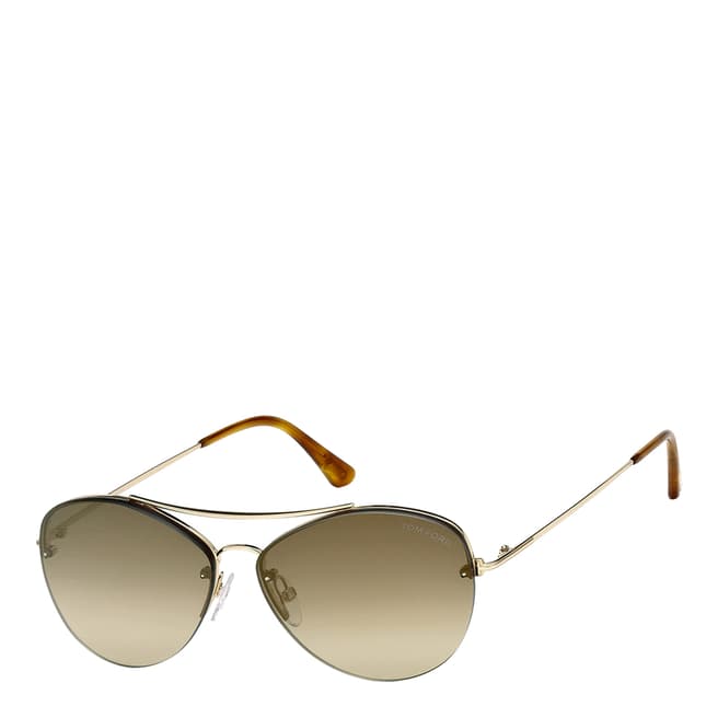 Tom Ford Women's Shiny Rose Gold/Brown Mirrored Sunglasses 60mm