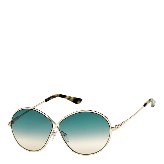 Tom Ford Women's Gold/Green Sunglasses 64mm