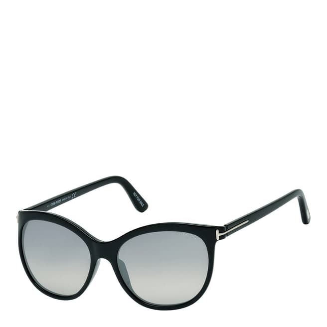 Tom Ford Women's Shiny Black/Smoke Mirrored Sunglasses 57mm