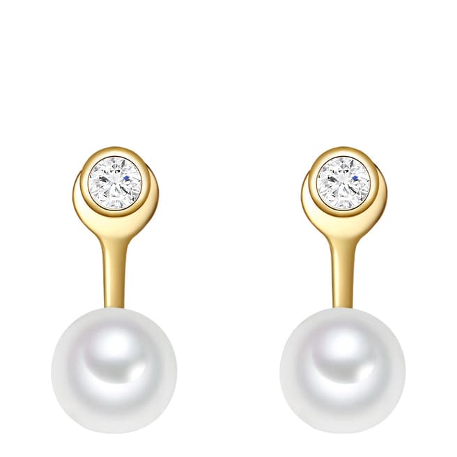The Pacific Pearl Company White/Gold Freshwater Pearl Earrings