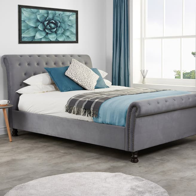 Birlea Opulence Double Studded Bedframe, Grey Velvet