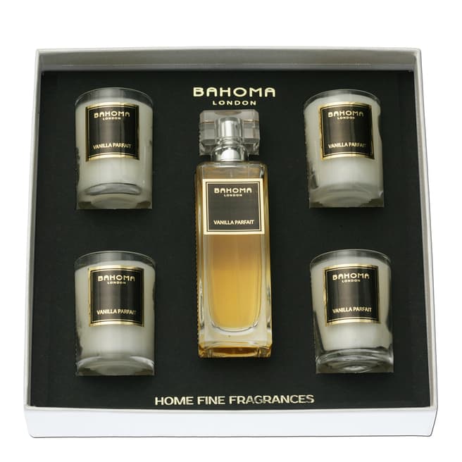 Bahoma Vanilla Parfait 4 Personal Travel Candles & 50ml Room Spray