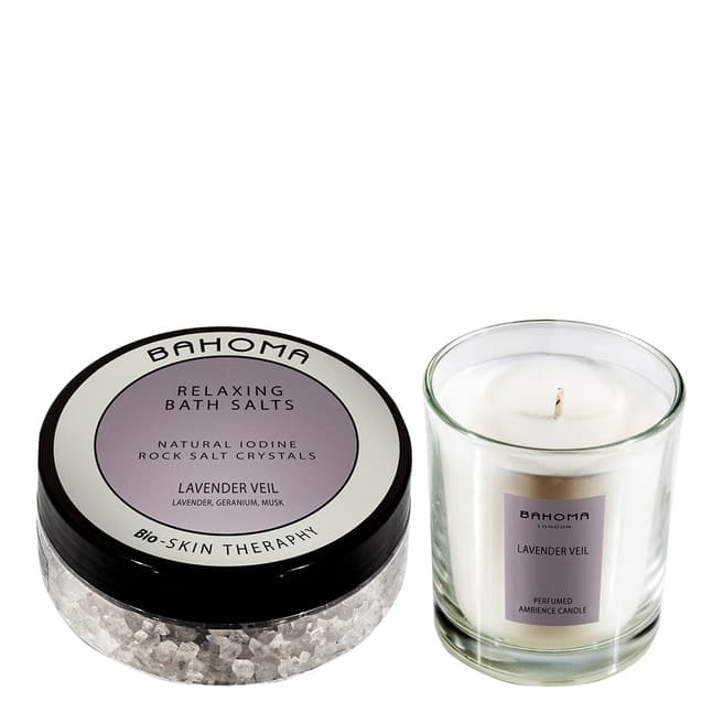 Bahoma Lavender Veil Bath salt 250g & medium candle