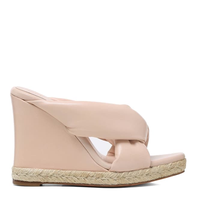 Chloé Cement Pink Leather Nori Wedge Espadrille Sandals