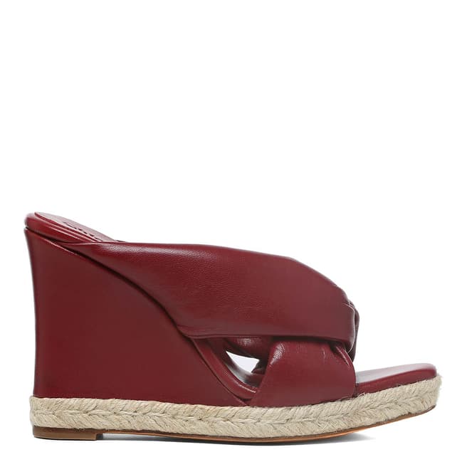 Chloé Dark Ruby Leather Nori Wedge Espadrille Sandals