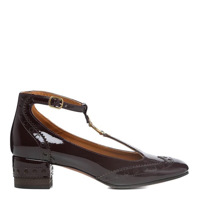 Chloé Burnt Mahogany Leather Patent Perry Pumps 