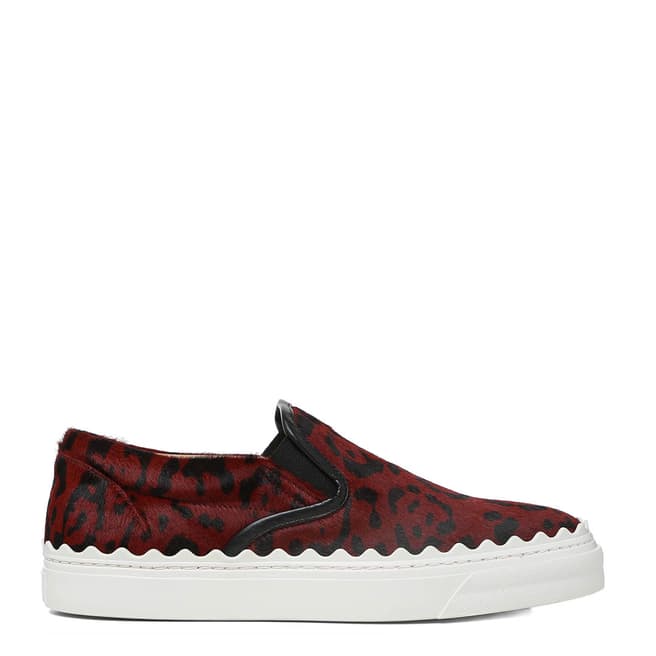Chloé Red Leopard Ivy Slip On Sneakers 