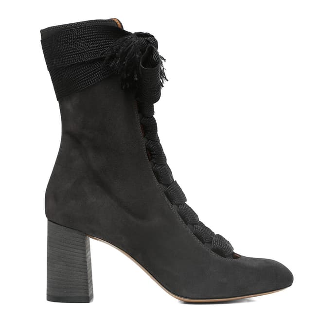 Chloé Charcoal Black Suede Harper Ankle Boots 