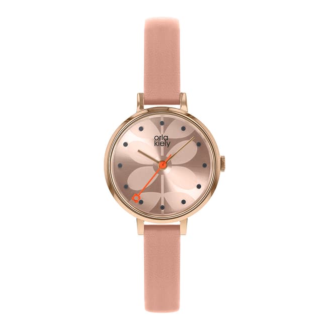 Orla Kiely Pale Rose Gold Dial & Sand Leather Strap Ivy Watch