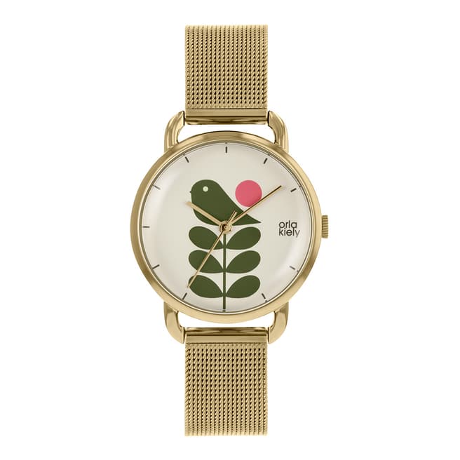 Orla Kiely Cream Dial & Gold Plated Avery Stem Watch