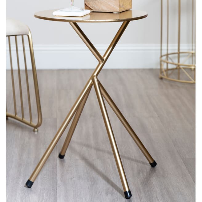 Fifty Five South Lexi Round Side Table with gold finish legs